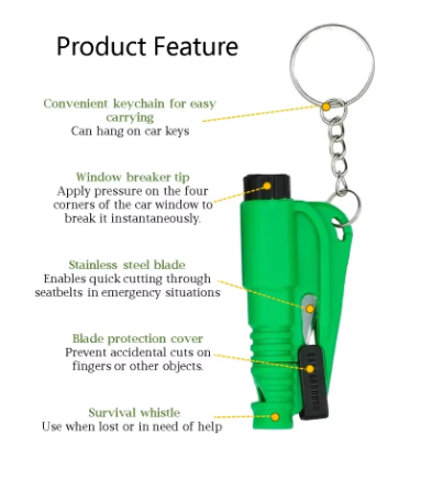 Safety Hammer with Rescue Whistle, Car Escape Tool,2-in-1 Window Breaker Seatbelt Cutter, Compact Emergency Escape Tool for Car (Red)
