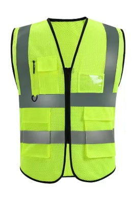 Unisex Summer Safety Vest with Multi-Pockets (Fluorescent Green)