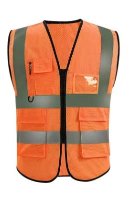 Unisex Summer Safety Vest with Multi-Pockets (Orange)