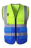 Unisex Summer Safety Vest with Multi-Pockets (Green blue)