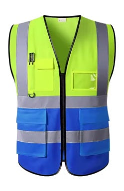 Unisex Summer Safety Vest with Multi-Pockets (Green blue)
