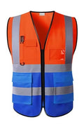 Unisex Summer Safety Vest with Multi-Pockets (Red blue)