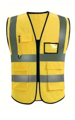 Unisex Summer Safety Vest with Multi-Pockets (Gold)