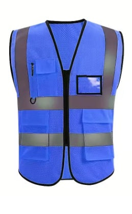 Unisex Summer Safety Vest with Multi-Pockets (Blue)
