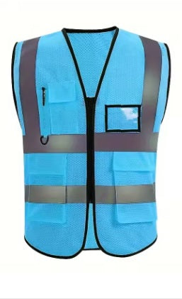 Unisex Summer Safety Vest with Multi-Pockets (Light Blue)