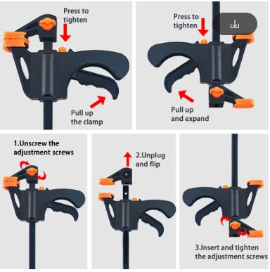 F-Style Woodworking Clamps (4/6/8 Inch Set)