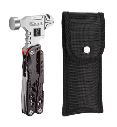 Multifunctional Folding Wrench & Hammer Tool (Black)