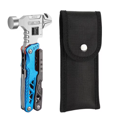 Multifunctional Folding Wrench & Hammer Tool (Blue)