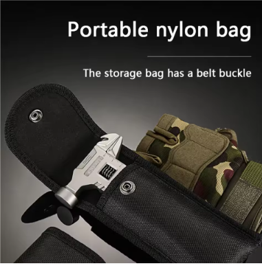 Multifunctional Folding Wrench & Hammer Tool (Black)