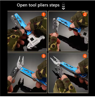 Multifunctional Folding Wrench & Hammer Tool (Black)