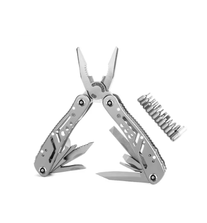Portable Pocket Multitool 420 Stainless Steel Multitool Pliers Knife Screwdriver for Outdoor Survival Camping Hunting and Hiking (Silver)