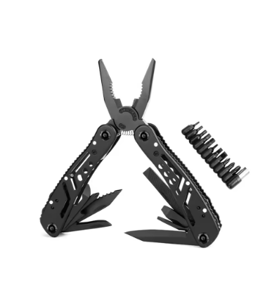 Portable Pocket Multitool 420 Stainless Steel Multitool Pliers Knife Screwdriver for Outdoor Survival Camping Hunting and Hiking (Black)